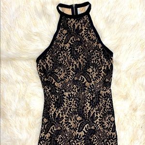 Nude and black cocktail dress